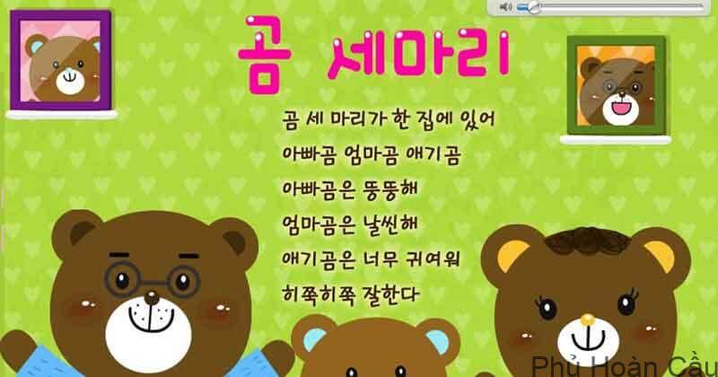 Học tiếng hàn qua bài hát 곰 세 마리